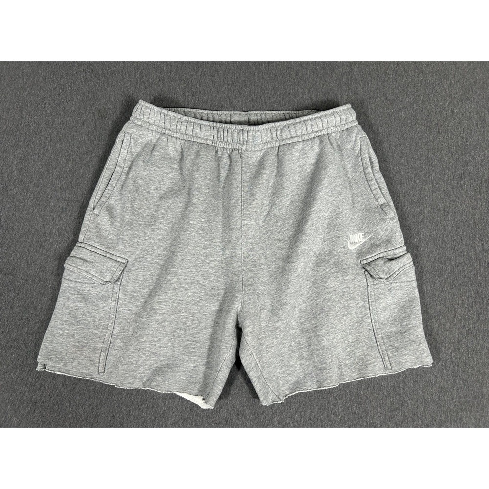 Nike Sportswear Cargo Sweat Shorts Mens Gray Raw Hem Fleece L
